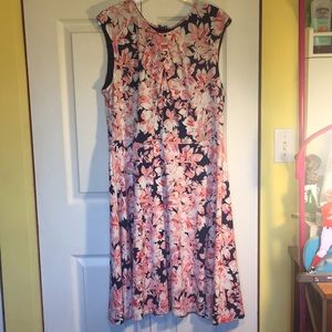 Navy & Pink Floral Dress
